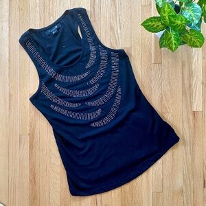 Forever21 Beaded Black Racerback Tank Top Size M